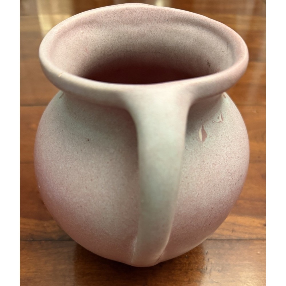 Vintage 1930s Niloak Pottery Hywood Vase Two Handle Matte Pink Green Ombre - Picture 3 of 7